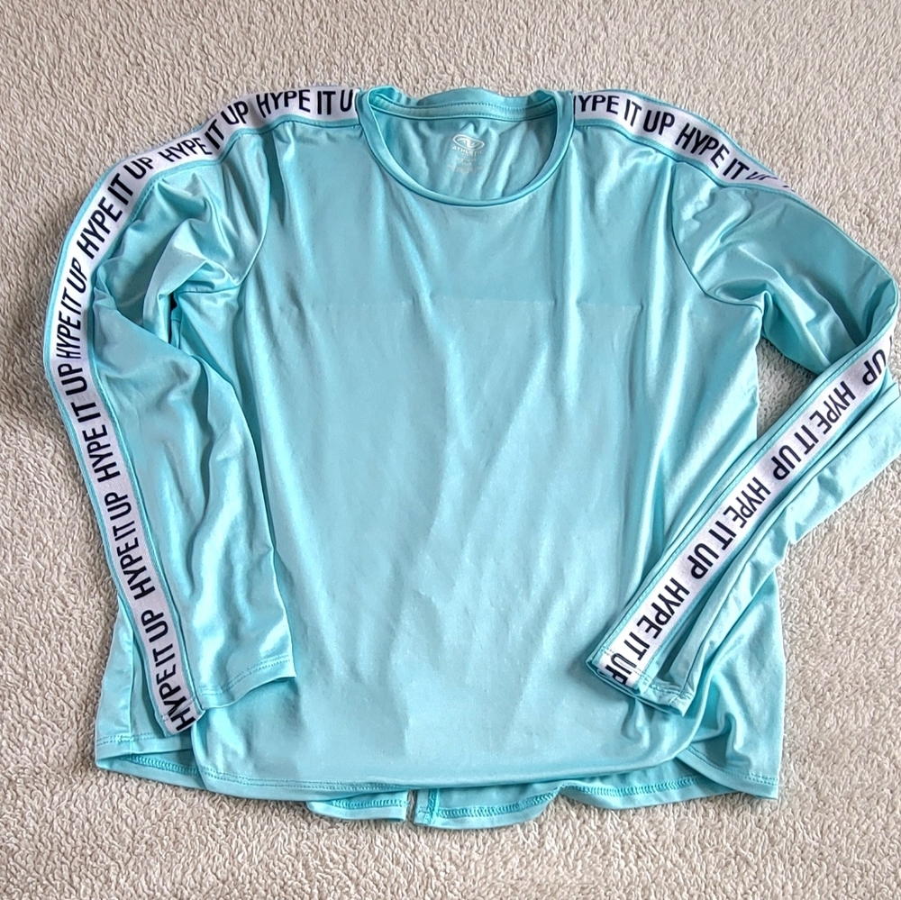 Athletic Works Girls Aqua Long Sleeve Athletic Top Size 10 - 12 Plus